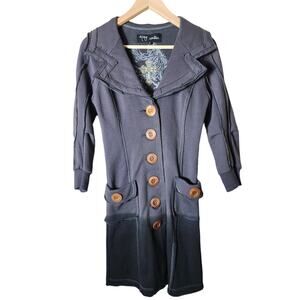 YAG COUTURE Gray Two-Tone Button Up Steampunk Retro Jacket SZ S